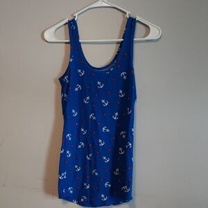 🌟 3 for $15 Deal! 🌟No Boundaries anchor star blue tank top Junior Small 3/5